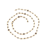 Natural Genuine Black DIAMOND AAA Gemstone 18K Solid Gold 2.5mm Bead Women Jewelry Making Necklace Rosary Chain Per INCH April Birthstone