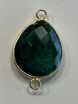 Emerald Pear/Flat Teardrop Pendant - Boho Chic Gemstone Necklace with 24kt Gold Elegance