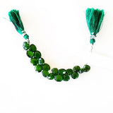 Chrome Diopside natural gemstone bead strands, heart-shaped 4-inch long bead strand, faceted bead size 5-5.5mm, handmade gemstone bead strand 22 carats, women jewelry making necklaces, earrings, and bracelets bead strands.