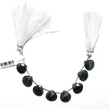 Black moss aquamarine natural gemstone bead strands, heart-shaped 4-inch long bead strand, faceted bead size 10mm, handmade gemstone bead strand 27 carats, women jewelry making necklaces, earrings, and bracelets bead strands.