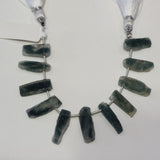 Long Slice Moss Aquamarine Natural Beads - DIY Beading Supplies