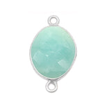 Amazonite Oval Pendant - Boho Chic Gemstone Necklace with 925 Sterling Silver Elegance