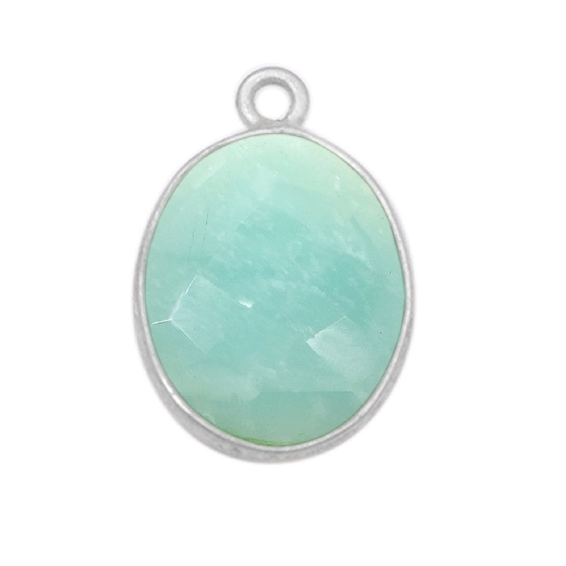 Amazonite Oval Pendant - Boho Chic Gemstone Necklace with 925 Sterling Silver Elegance