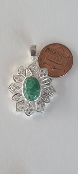 Natural Diamond Studded Precious Emerald 925 Sterling Silver Assorted Vintage Pendants Necklace - AAA Grade Handmade Jewelry- Gifts For Her
