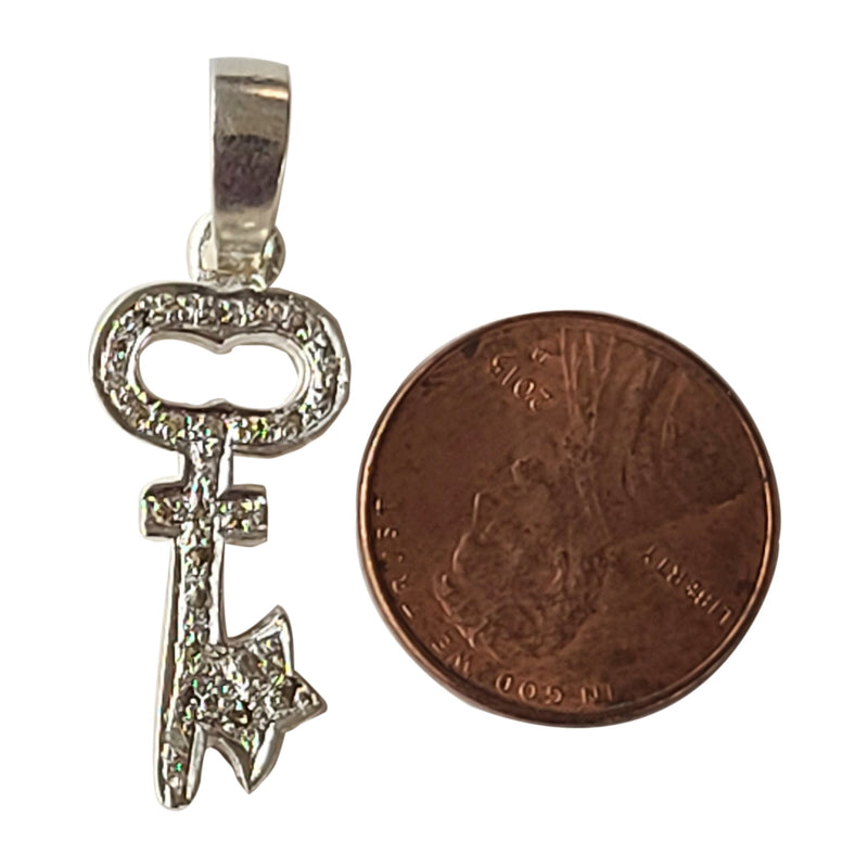Natural Diamond Studded Precious 925 Sterling Silver Assorted Vintage Key Pendants Necklace - AAA Grade Handmade Jewelry - Gifts For Her