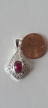 Natural Diamond Studded Precious Ruby 925 Sterling Silver Assorted Vintage Pendants Necklace - AAA Grade Handmade DIY Jewelry- Gifts For Her