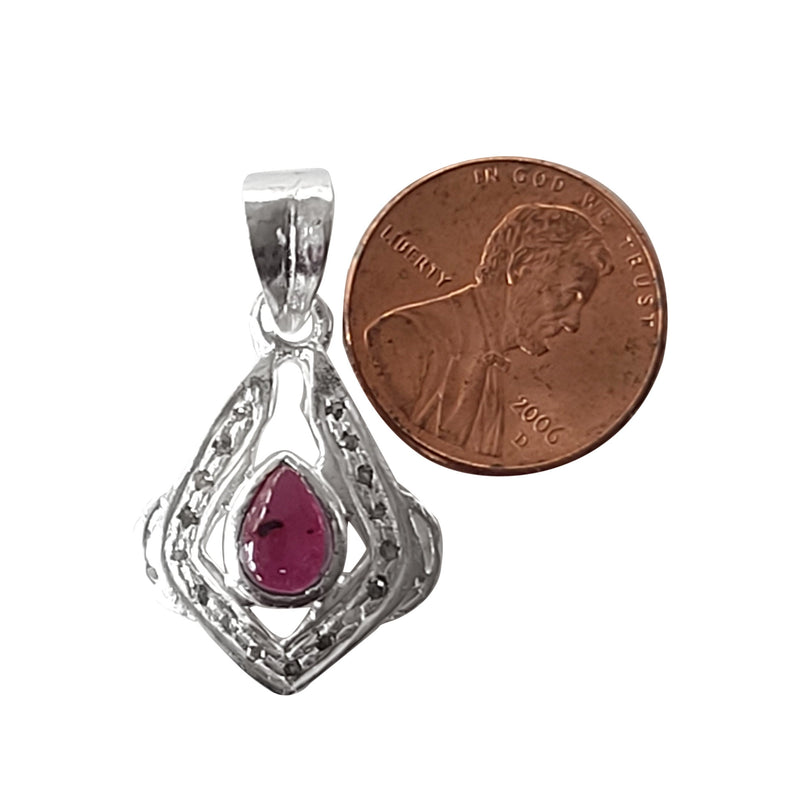 Natural Diamond Studded Precious Ruby 925 Sterling Silver Assorted Vintage Pendants Necklace - AAA Grade Handmade DIY Jewelry- Gifts For Her