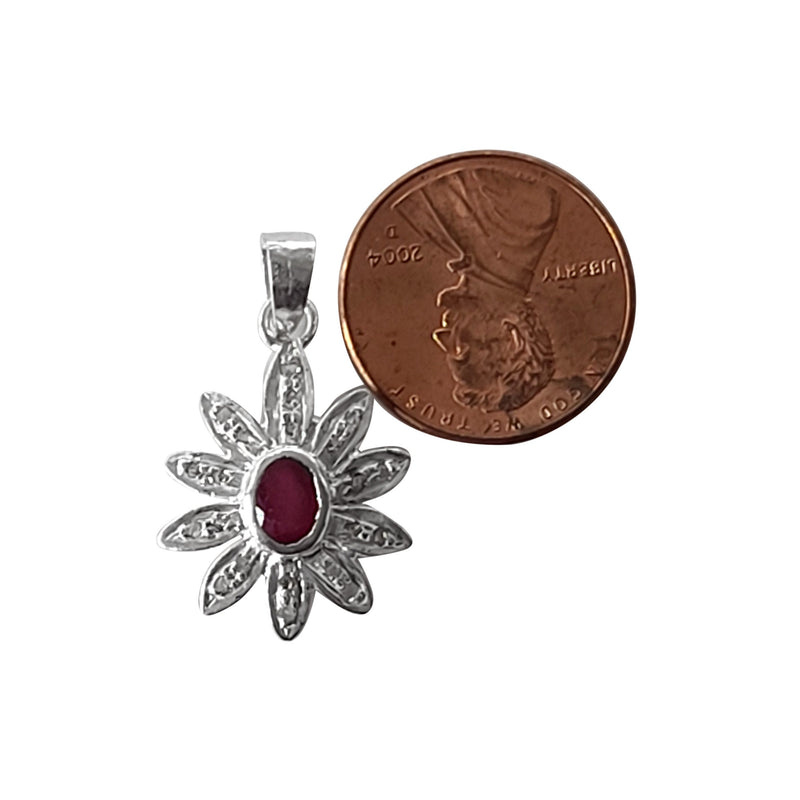 Natural Diamond Studded Precious Ruby 925 Sterling Silver Assorted Vintage Pendants Necklace - AAA Grade Handmade DIY Jewelry- Gifts For Her