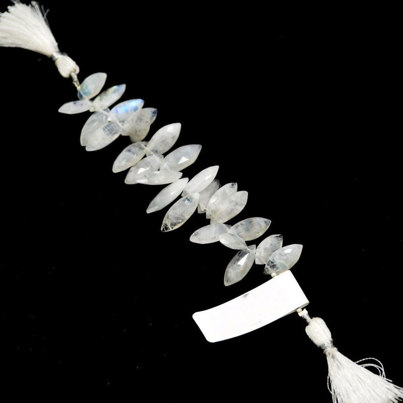 Rainbow Moonstone natural semi-precious gemstone bead strands, marquise-shaped 4-inch long bead strand, faceted bead size 4X8-4.5X9.5mm handmade gemstone bead strand 25, 30 Carat, women jewelry making necklaces, earrings, and bracelets bead strands.