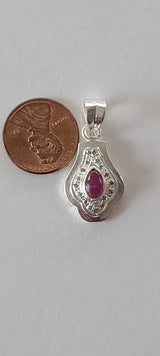 Natural Diamond Studded Precious Ruby 925 Sterling Silver Assorted Vintage Pendants Necklace - AAA Grade Handmade DIY Jewelry- Gifts For Her