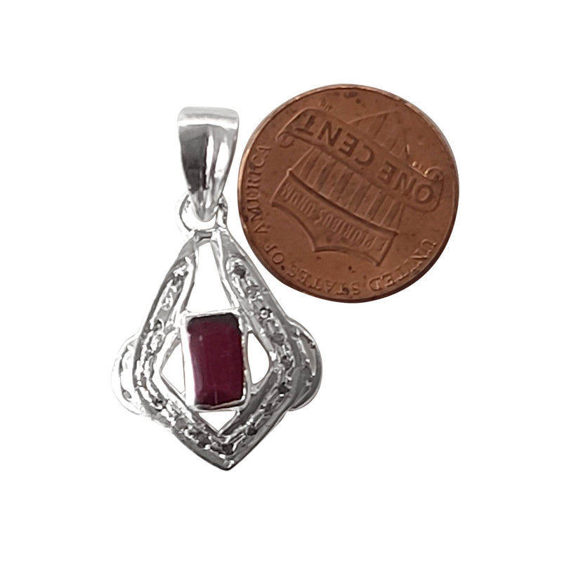 Natural Diamond Studded Precious Ruby 925 Sterling Silver Assorted Vintage Pendants Necklace - AAA Grade Handmade DIY Jewelry- Gifts For Her
