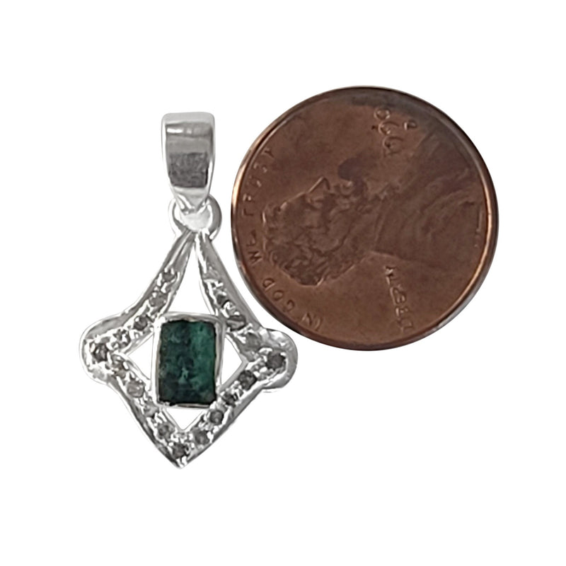 Natural Diamond Studded Precious Emerald 925 Sterling Silver Assorted Vintage Pendants Necklace - AAA Grade Handmade Jewelry- Gifts For Her