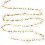 Clear quartz gemstone bead chain 24k gold plated over silver, women jewelry making necklaces, earrings, and bracelets bead chain.