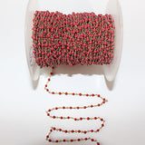Coral quartz handmade gemstone bead chain.