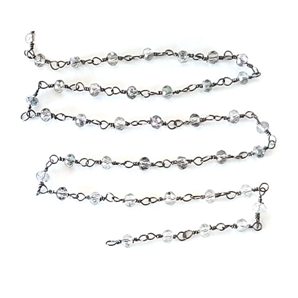 clear quartz gemstone bead chain 24k gold plated over silver, women jewelry making necklaces, earrings, and bracelets bead chain.