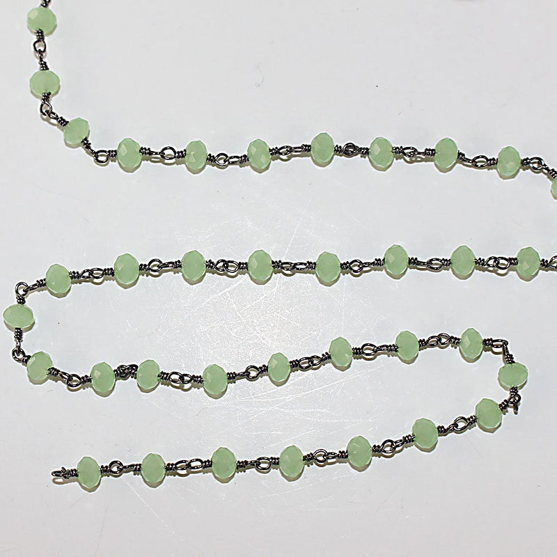 green chalcedony quartz gemstone bead chain 24k gold plated over silver, women jewelry making necklaces, earrings, and bracelets bead chain.
