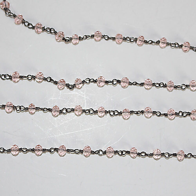 rose quartz gemstone bead chain 24k gold plated over silver, women jewelry making necklaces, earrings, and bracelets bead chain.
