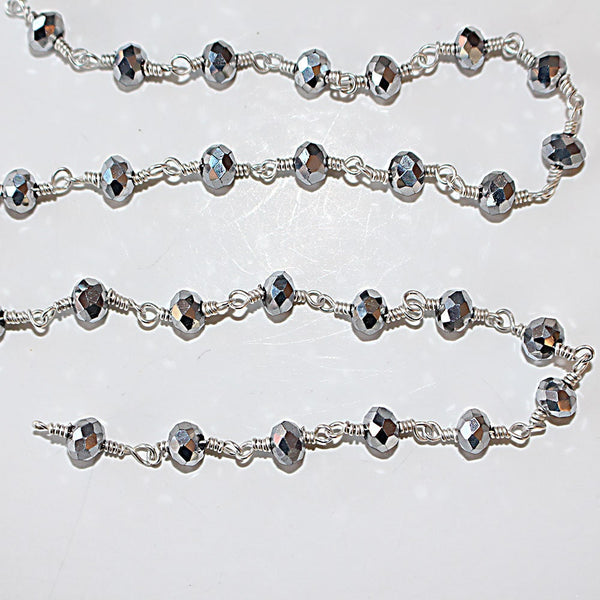 pyrite quartz gemstone bead chain silver, women jewelry making necklaces, earrings, and bracelets bead chain.