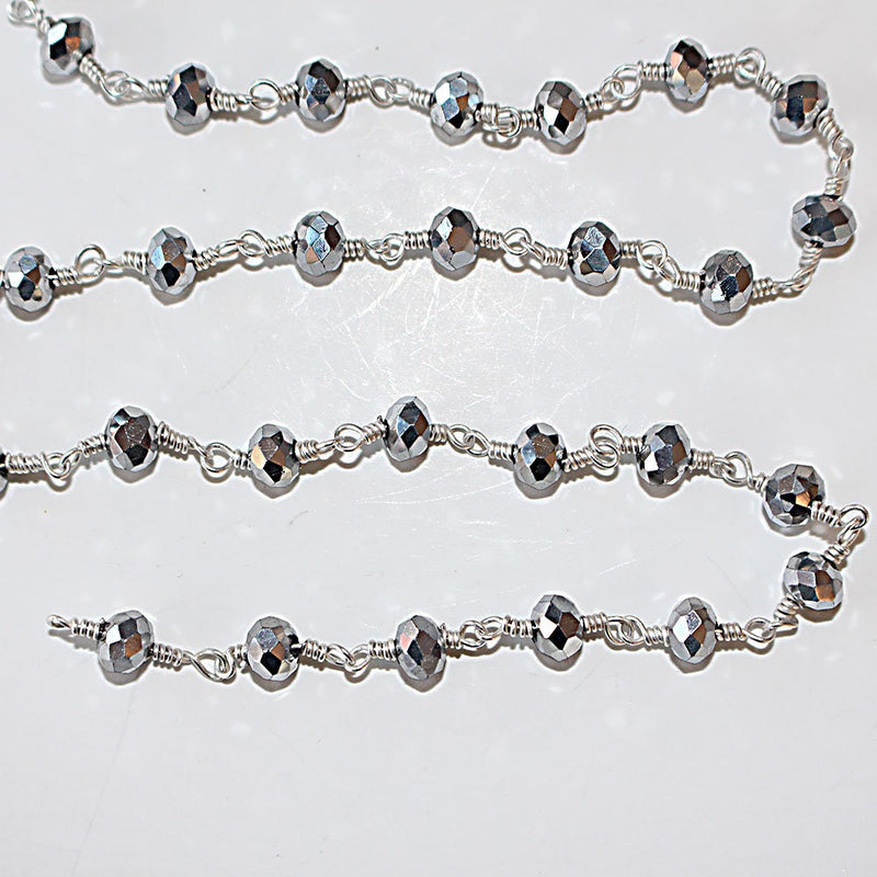 pyrite quartz gemstone bead chain silver, women jewelry making necklaces, earrings, and bracelets bead chain.