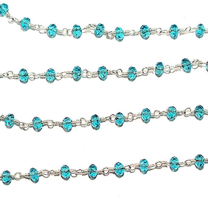 dark blue topaz quartz gemstone bead chain silver, women jewelry making necklaces, earrings, and bracelets bead chain.