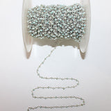 Amazonite Faceted Rondelle Beads, Silver Plated Rosary Chain