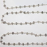 Black Rutile or Rutilated Quartz natural semi-precious gemstone beads 3mm rosary chain for a necklace, earrings, anklet, and bracelet making.