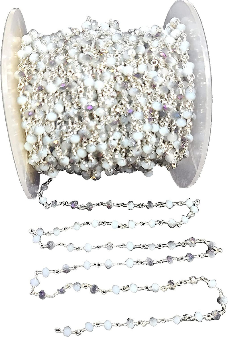 opal mystic quartz gemstone bead chain silver, women jewelry making necklaces, earrings, and bracelets bead chain.