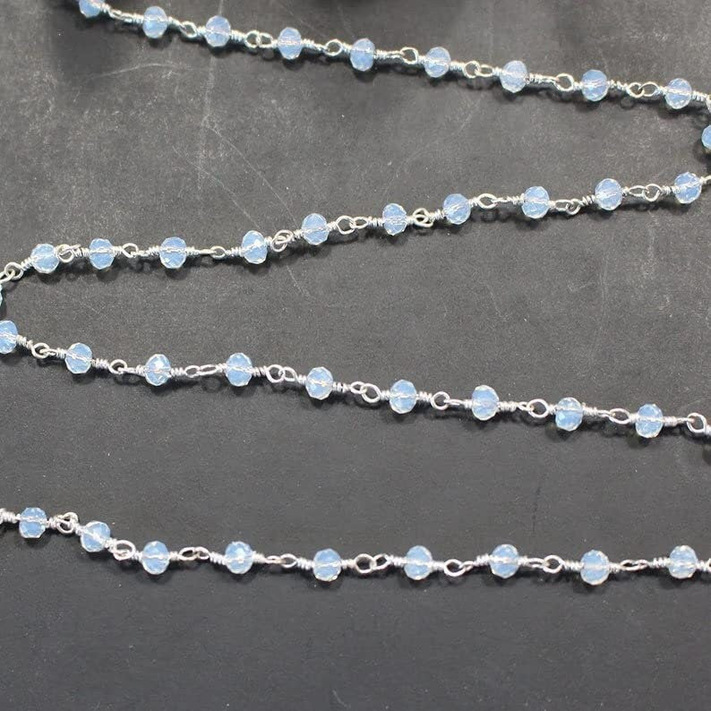 opalite quartz gemstone bead chain silver, women jewelry making necklaces, earrings, and bracelets bead chain.