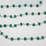 Green Onyx natural semi-precious gemstone beads 3mm rosary chain for a necklace, earrings, anklet, and bracelet making.