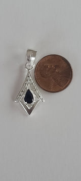 Natural Diamond Studded Precious Blue Sapphire 925 Sterling Silver Assorted Vintage Pendants Necklace - AAA Grade Handmade - Gifts For Her