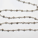 Pyrite coated natural semi-precious gemstone beads 3mm rosary chain for a necklace, earrings, anklet, and bracelet making.