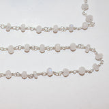 Rainbow Moonstone natural semi-precious gemstone beads 4mm rosary chain for a necklace, earrings, anklet, and bracelet making.
