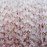 pink chalcedony quartz gemstone bead chain silver, women jewelry making necklaces, earrings, and bracelets bead chain.