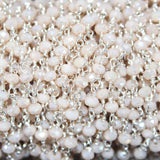 pink opal quartz gemstone bead chain silver, women jewelry making necklaces, earrings, and bracelets bead chain.
