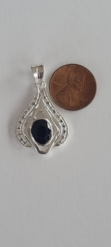 Natural Diamond Studded Precious Blue Sapphire 925 Sterling Silver Assorted Vintage Pendants Necklace - AAA Grade Handmade - Gifts For Her