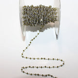 Zircon Peridot natural semi-precious gemstone beads 3mm rosary chain for a necklace, earrings, anklet, and bracelet making.