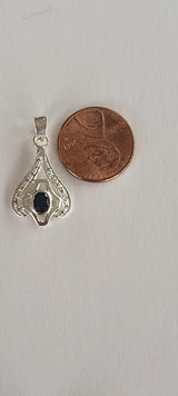 Natural Diamond Studded Precious Blue Sapphire 925 Sterling Silver Assorted Vintage Pendants Necklace - AAA Grade Handmade - Gifts For Her