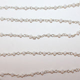 white chalcedony quartz gemstone bead chain silver, women jewelry making necklaces, earrings, and bracelets bead chain.