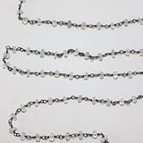 Aquamarine natural semi-precious gemstone beads 3mm rosary chain for a necklace, earrings, anklet, and bracelet making.