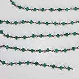 Emerald Jade natural semi-precious gemstone beads 3mm rosary chain for a necklace, earrings, anklet, and bracelet making.
