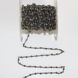 Pyrite natural semi-precious gemstone beads 3-4mm rosary chain for a necklace, earrings, anklet, and bracelet making.