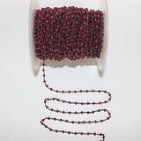 Ruby Jade natural semi-precious gemstone beads 3mm antique black oxidized rosary chain for a necklace, earrings, anklet, and bracelet making.