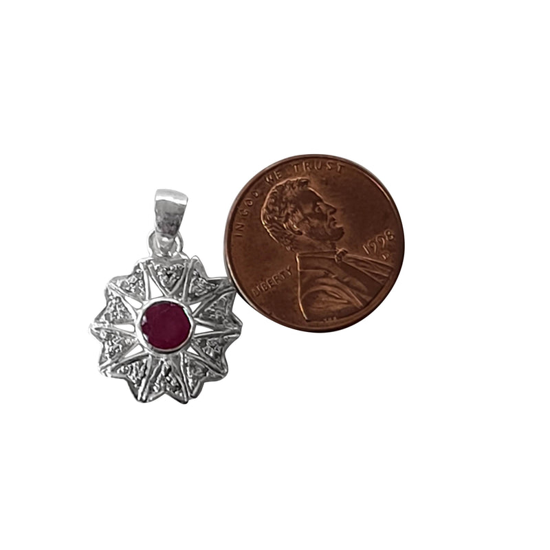 Natural Diamond Studded Precious Ruby 925 Sterling Silver Assorted Vintage Pendants Necklace - AAA Grade Handmade DIY Jewelry- Gifts For Her