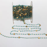 Blue Topaz gemstone faceted rondelle bead rosary coin chain women jewelry making necklaces, earrings, anklets, and bracelets.