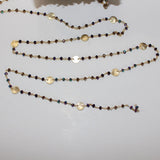 Peacock Pyrite gemstone faceted rondelle bead rosary coin chain 24k gold plated over silver, women jewelry making necklaces, earrings, anklets, and bracelets.