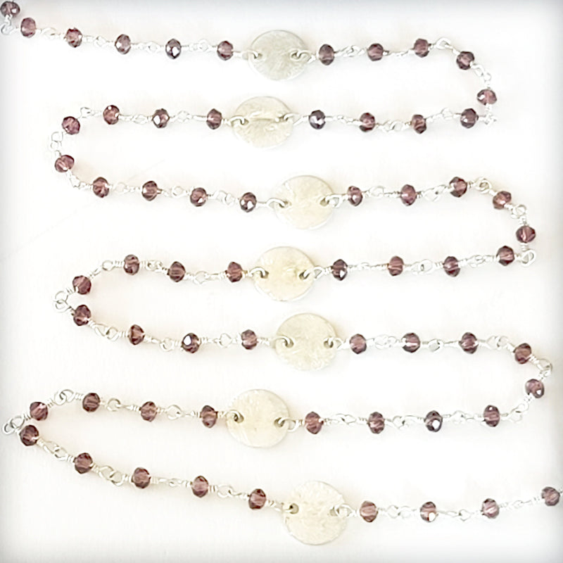 Smoky Quartz gemstone faceted rondelle bead rosary coin chain women jewelry making necklaces, earrings, anklets, and bracelets.