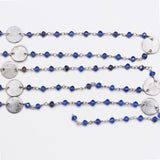 Tanzanite gemstone faceted rondelle bead rosary coin chain silver, women jewelry making necklaces, earrings, anklets, and bracelets.
