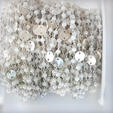 White Chalcedony gemstone faceted rondelle bead rosary coin chain women jewelry making necklaces, earrings, anklets, and bracelets.