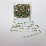 Chrysoprase natural gemstone faceted rondelle bead rosary coin chain women jewelry making necklaces, earrings, anklets, and bracelets.