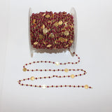Ruby Jade natural gemstone faceted rondelle bead rosary coin chain women jewelry making necklaces, earrings, anklets, and bracelets.